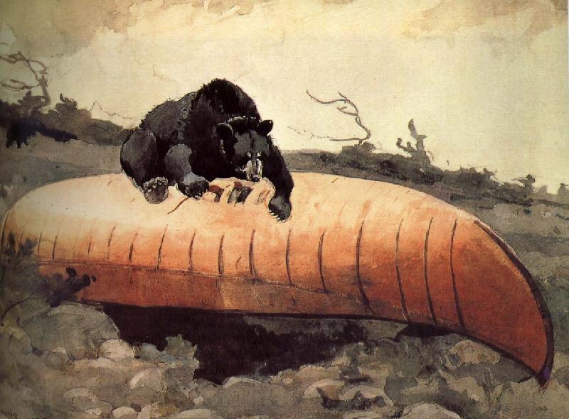 Winslow Homer Black Bear and Canoe